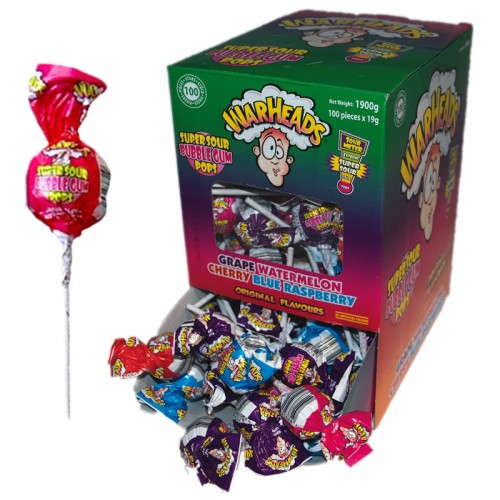 Warheads Super Sour Bubble Gum Pops Blueberry 21 g