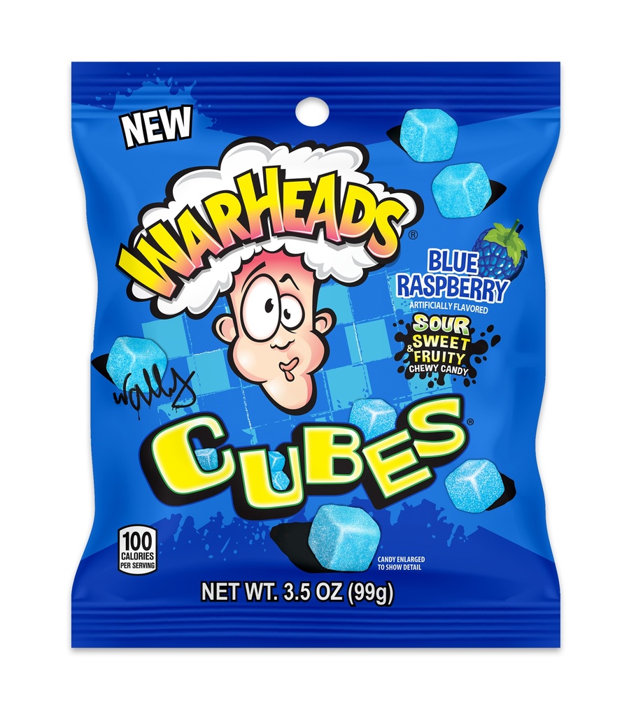 Warheads Blue Raspberry Cubes Peg Bag 99 g
