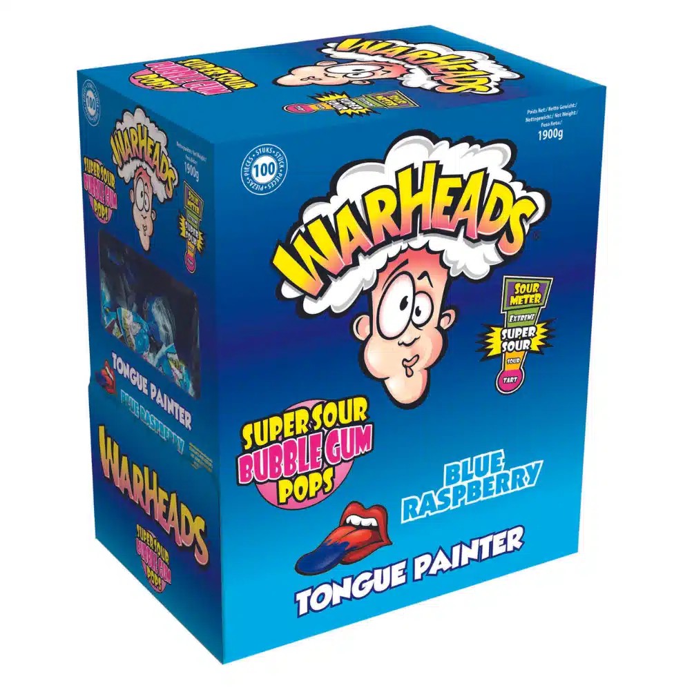 [503547 6038] Warheads Super Sour Blue Rasberry Bubblegum Pop 17 g