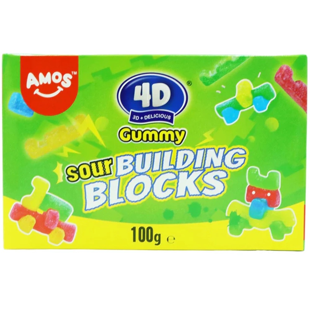 Amos Sour 4D Building Blocks Gummies Theatre Box 100 g