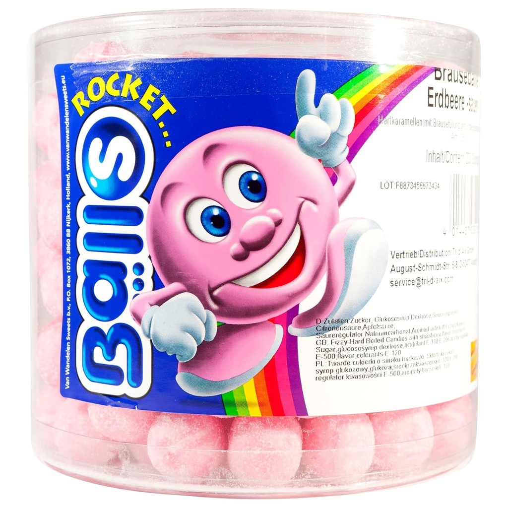 [SS002186] Rocket Balls Shower Balls strawberry Sour 200 in Box