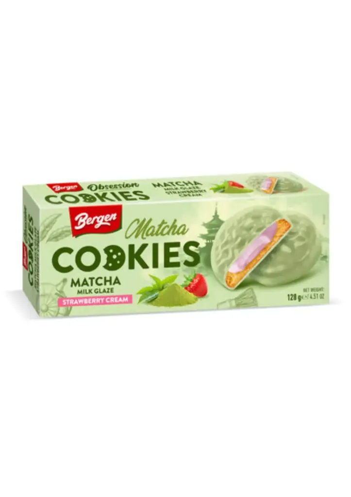 Bergen Cookies Matcha Milk Glaze Strawberry Cream - 128 g