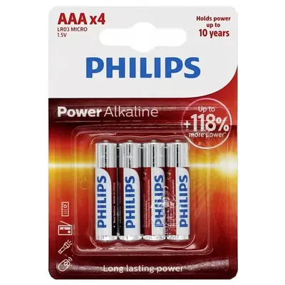 Philips Pile Alcaline AAA LR03 Powerlife