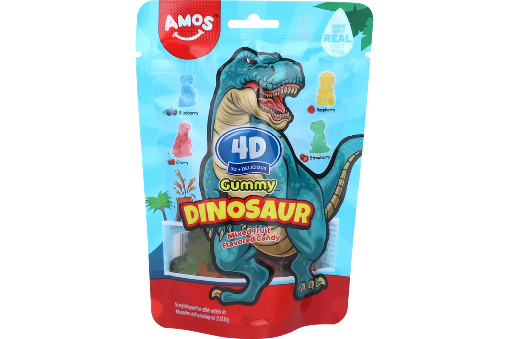Amos 4D Gummy Dinosaur Fruity 65 g