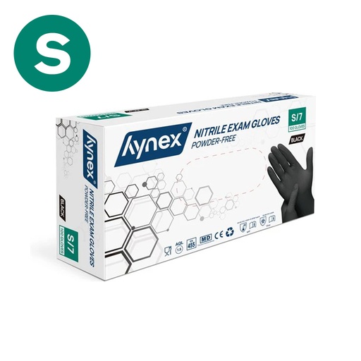 [H12001] Hynex Gants Jetables Nitril 100 pièces Sans Poudre Noir S